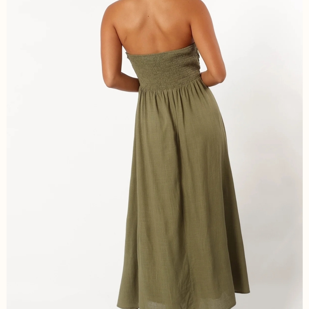 Petal & Pup Olive Strapless Dress - Picture 2 of 6